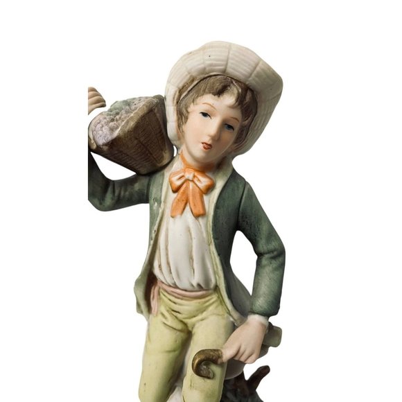 Vintage Homco Tuscany Boy with Basket of Grapes Bisque Figurine Japan 1970 9" x - Picture 2 of 9